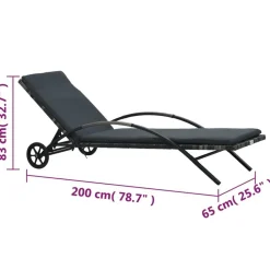 vidaXL Muebles De Jardín-Tumbonas con mesita de ratán sintético gris