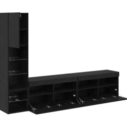 vidaXL Unidad de Pared para TV 4 pcs Madera de ingeniería Roble negro Clearance