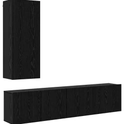 vidaXL Unidad de Pared para TV 5 pcs Madera de ingeniería Roble negro Hot