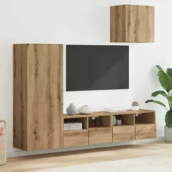 vidaXL Unidades de pared para TV 4 pcs Roble artesanal Roble artisan Outlet