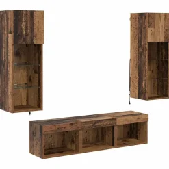 vidaXL Unidades de pared para TV Montaje en la pared 5 pcs Roble Negro Madera vieja Best