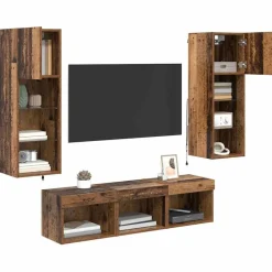 vidaXL Unidades de pared para TV Montaje en la pared 5 pcs Roble Negro Madera vieja Best