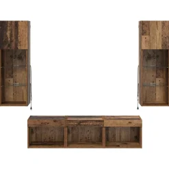 vidaXL Unidades de pared para TV Montaje en la pared 5 pcs Roble Negro Madera vieja Best