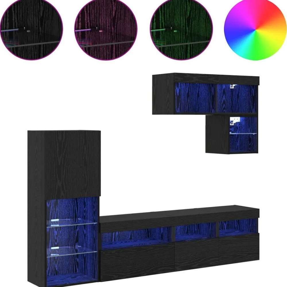 vidaXL Muebles Tv-Unidades de pared para TV Montaje en la pared 6 pcs
