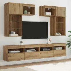 vidaXL Unidades de pared para TV 6 pcs Madera Vieja Roble artisan Best