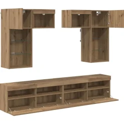 vidaXL Unidades de pared para TV 6 pcs Madera Vieja Roble artisan Best