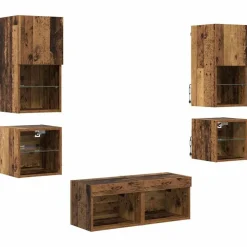 vidaXL Unidades de pared para TV 8 pcs Madera vieja Madera envejecida Best