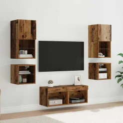 vidaXL Unidades de pared para TV 8 pcs Madera vieja Madera envejecida Best