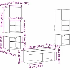 vidaXL Unidades de pared para TV 8 pcs Madera vieja Madera envejecida Best