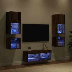 vidaXL Unidades de pared para TV 8 pcs Madera vieja Madera envejecida Best