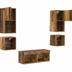 vidaXL Unidades de pared para TV 8 pcs Madera vieja Madera envejecida Best