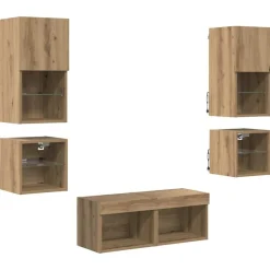 vidaXL Unidades de pared para TV 8 pcs Roble artesanal Roble artisan Best