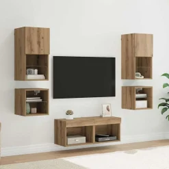 vidaXL Unidades de pared para TV 8 pcs Roble artesanal Roble artisan Best