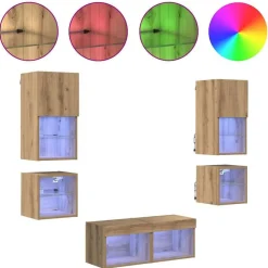 vidaXL Unidades de pared para TV 8 pcs Roble artesanal Roble artisan Best