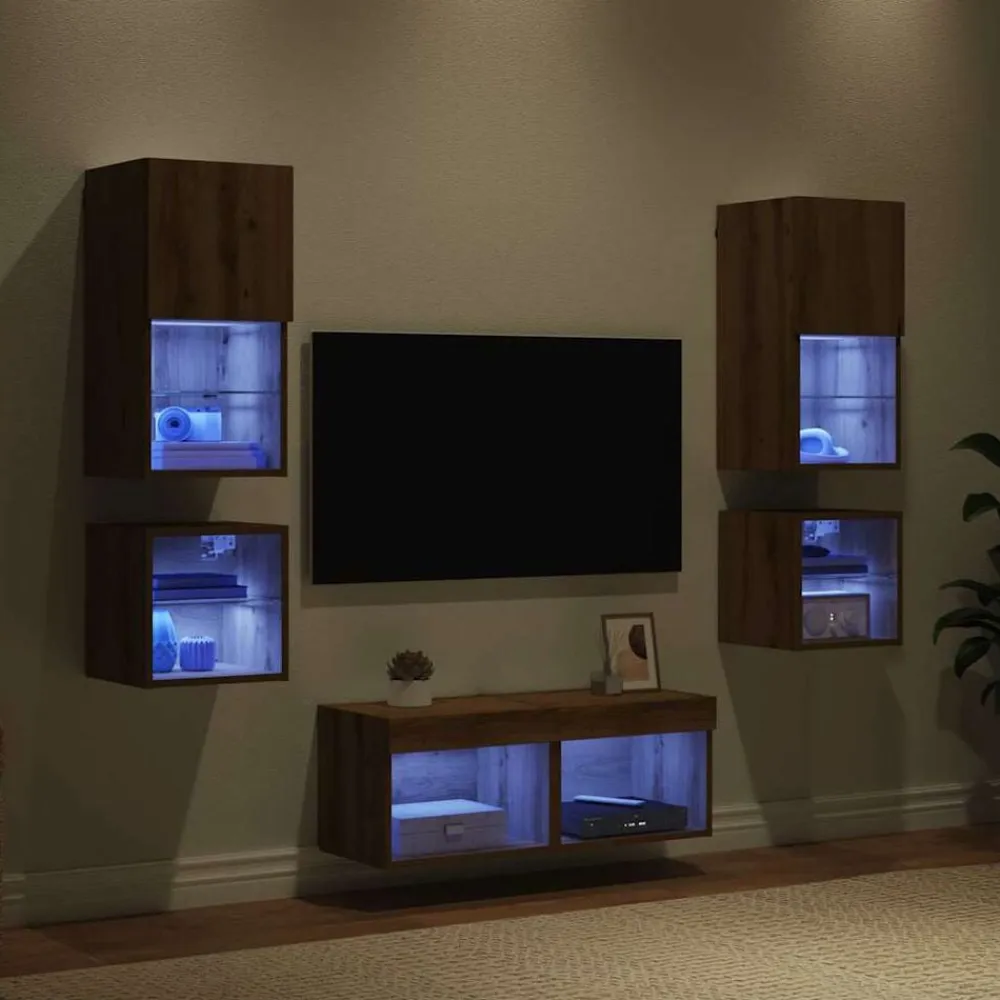 vidaXL Unidades de pared para TV 8 pcs Roble artesanal Roble artisan Best