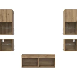 vidaXL Unidades de pared para TV 8 pcs Roble artesanal Roble artisan Best