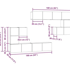 vidaXL Muebles Tv-Unidades de TV 4 pcs Madera contrachapada