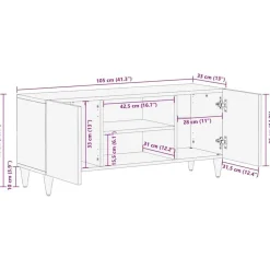 vidaXL Unidades de TV con estante Marrón Claro 105 x 33 x 46 cm Marr&oacute;n claro (acabado desértico) Outlet