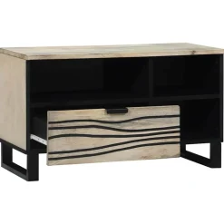 vidaXL Unidades de TV con cajón 80 x 33 x 46 cm Madera contrachapada White Sale