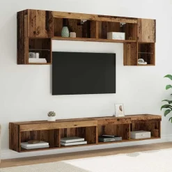 vidaXL Muebles Tv-Unidades de TV de Pared con LED 6 pcs