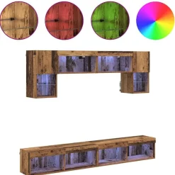 vidaXL Muebles Tv-Unidades de TV de Pared con LED 6 pcs
