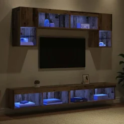 vidaXL Muebles Tv-Unidades de TV de Pared con LED 6 pcs
