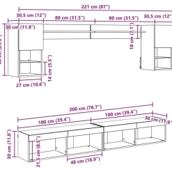 vidaXL Unidades de TV de Pared con LED con LED 6 pcs Roble negro Discount