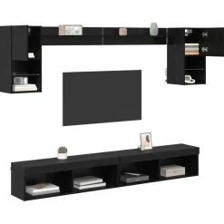 vidaXL Unidades de TV de Pared con LED con LED 6 pcs Roble negro Discount