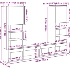vidaXL Muebles Tv-Unidades de TV de Pared con LED con LED 5 pcs