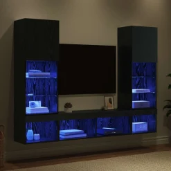vidaXL Muebles Tv-Unidades de TV de Pared con LED con LED 5 pcs