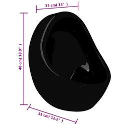 vidaXL Urinario de pared con válvula de descarga cerámica Negro New