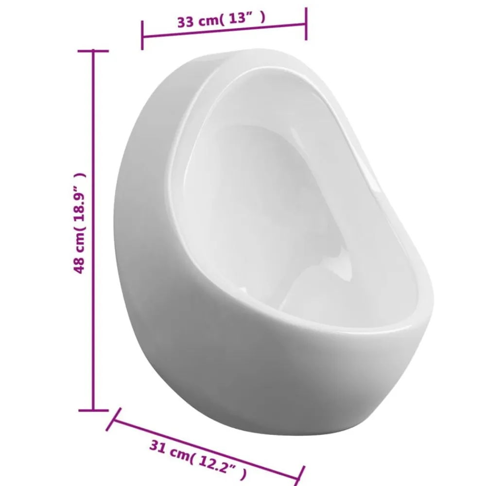 vidaXL Fontanería-Urinario de pared con válvula de descarga cerámica