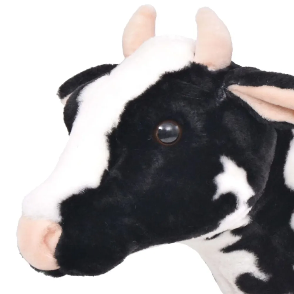 vidaXL Juguetes-Vaca de peluche de pie negra y blanca XXL