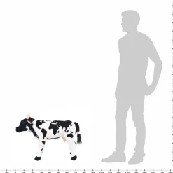 vidaXL Juguetes-Vaca de peluche de pie negra y blanca XXL