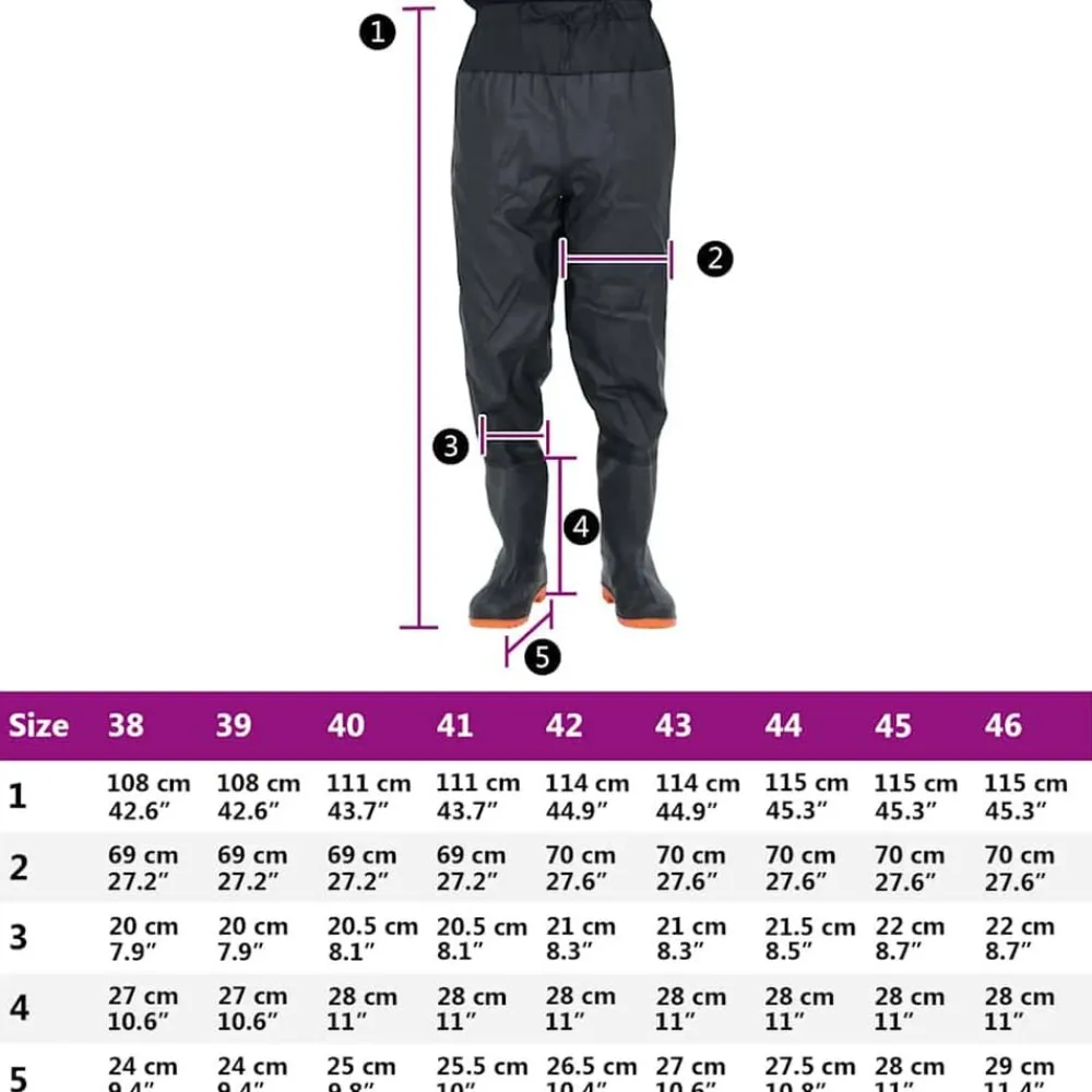 vidaXL Actividades Al Aire Libre-Vadeador de cintura con botas talla 38
