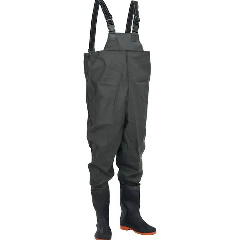 vidaXL Vadeador de pecho con botas talla 44 Verde oscuro Clearance