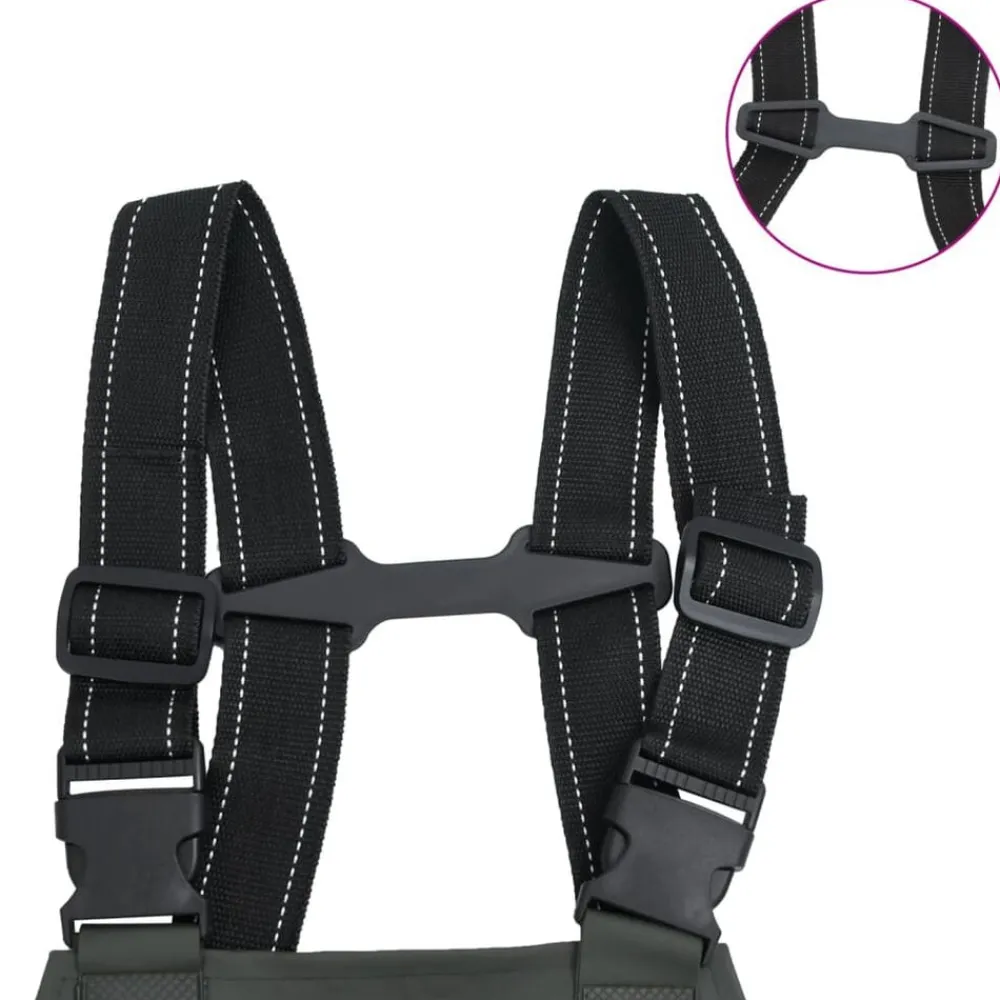 vidaXL Vadeador de pecho con botas talla 44 Verde oscuro Clearance