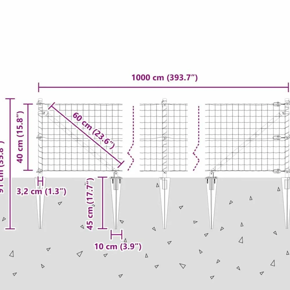 vidaXL Valla con Poste Plateado 0,4 x 10 m Acero Acero galvanizado Online