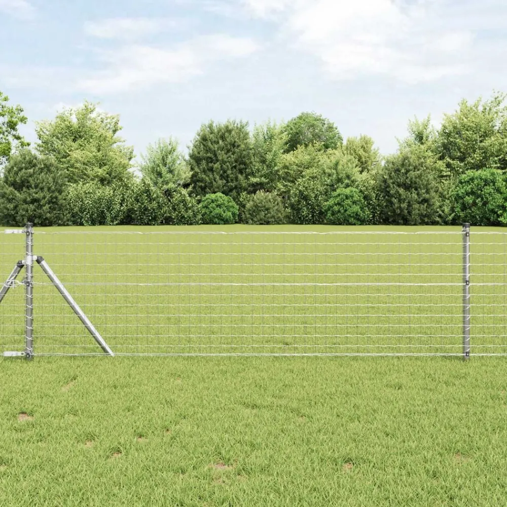 vidaXL Valla con Poste Plateado 0,4 x 10 m Acero y PVC Acero galvanizado Clearance
