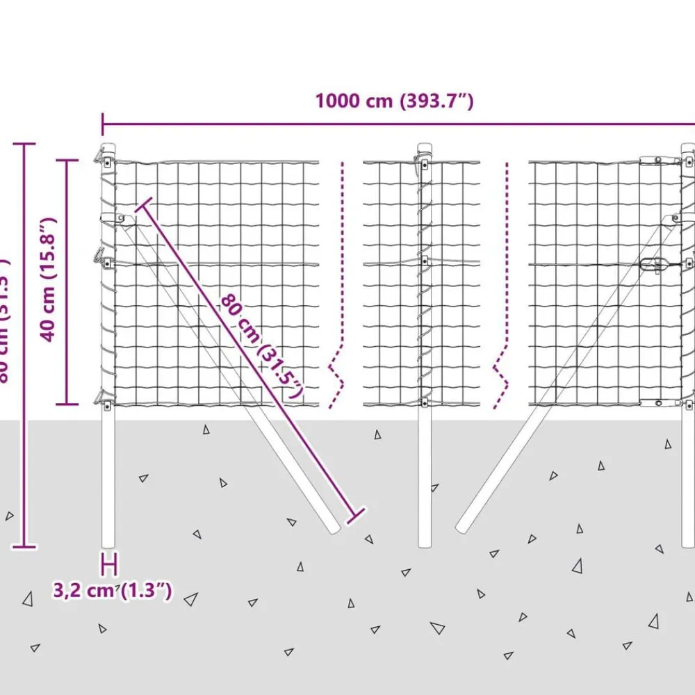vidaXL Valla con Poste Plateado 0,4 x 10 m Acero y PVC Acero galvanizado Clearance