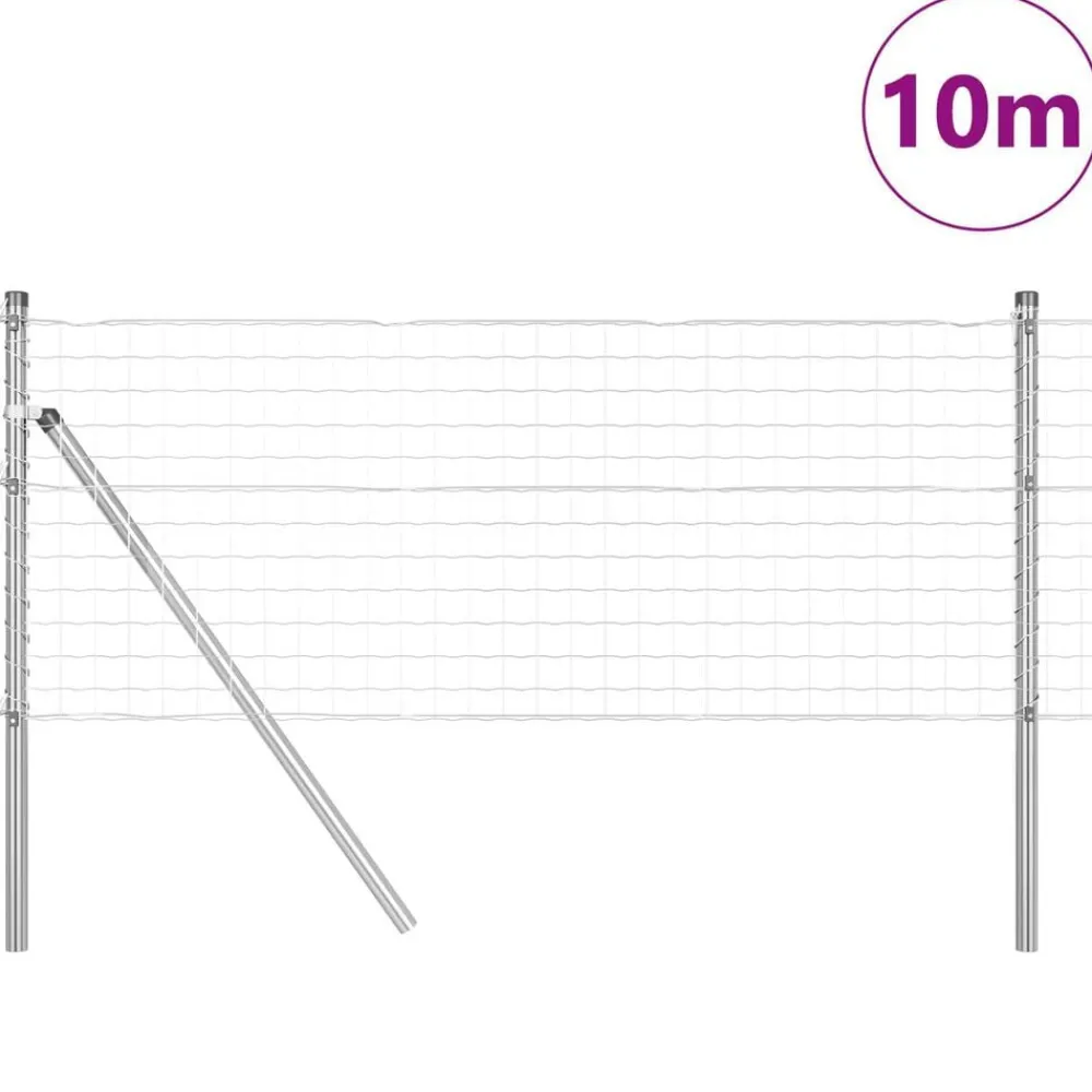 vidaXL Valla con Poste Plateado 0,4 x 10 m Acero y PVC Acero galvanizado Clearance