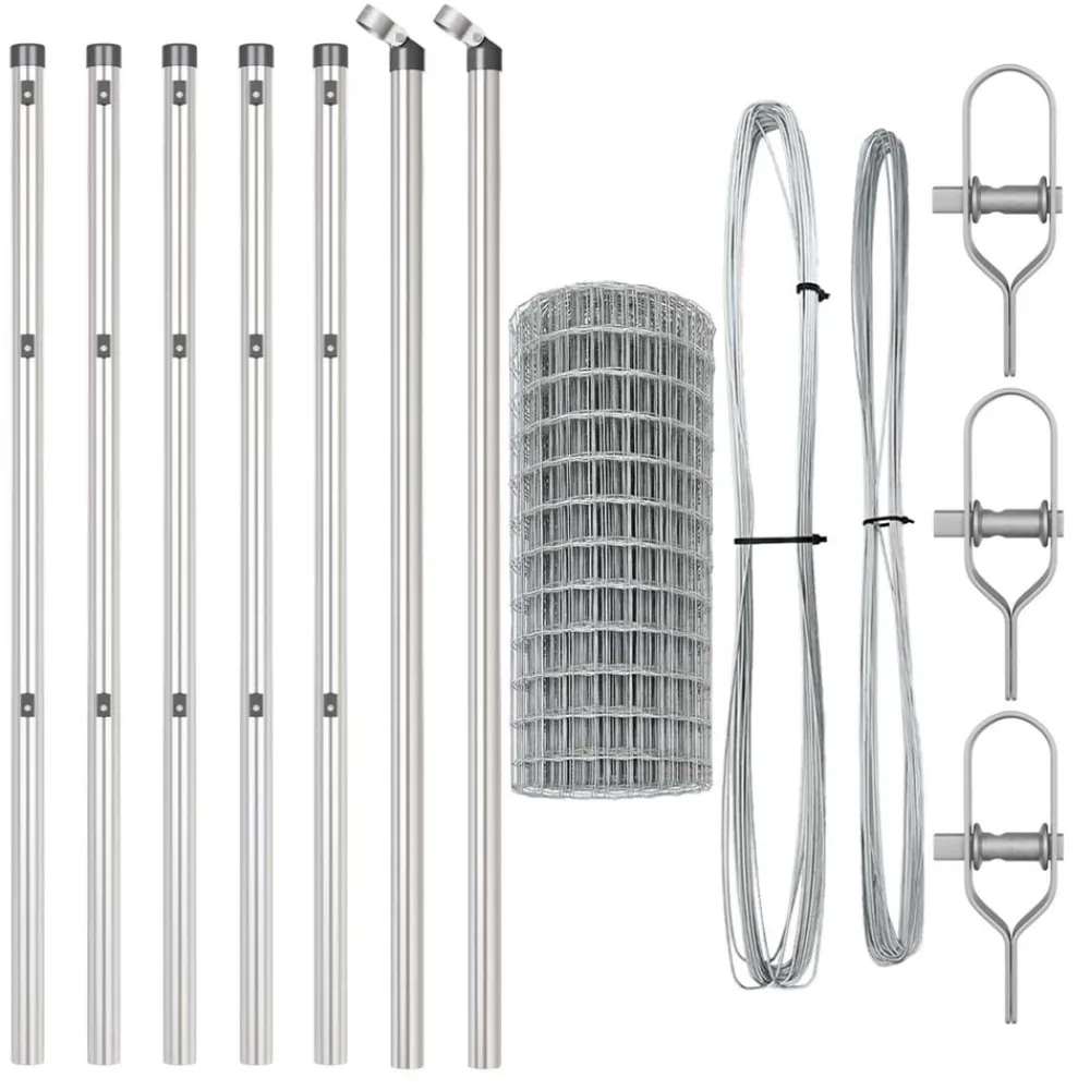 vidaXL Valla con Poste Plateado 0,4 x 10 m Acero y PVC Acero galvanizado Clearance