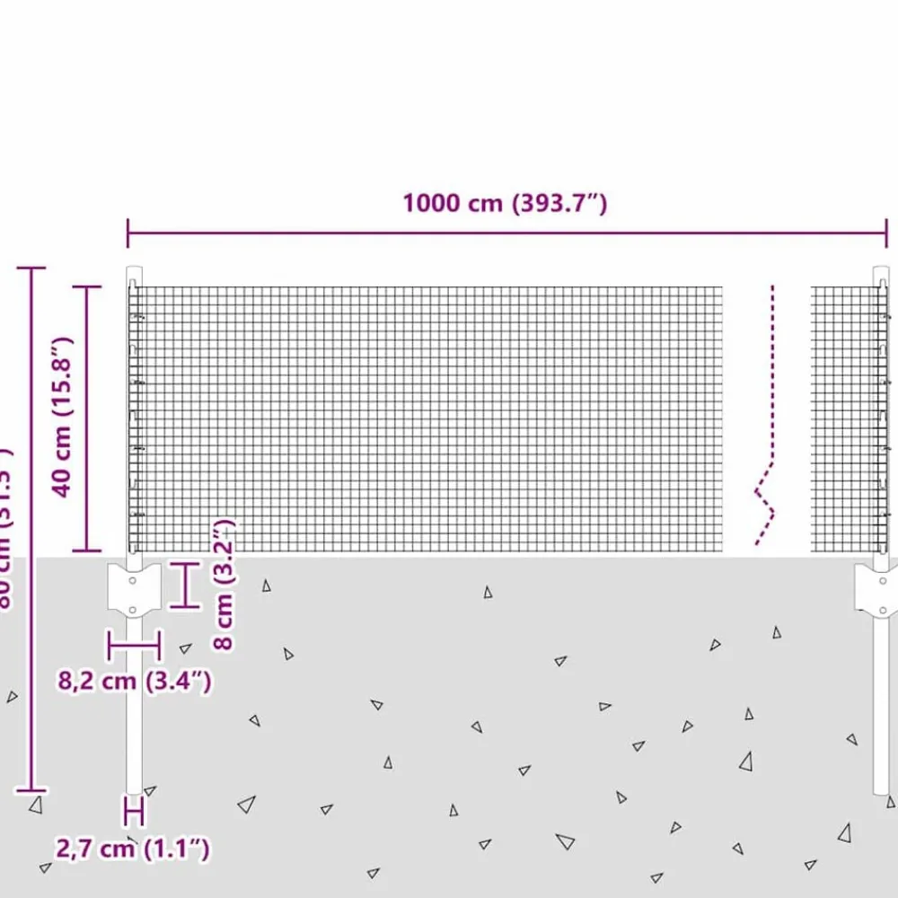 vidaXL Valla con Poste Plateado 0,4 x 10 m Acero Acero galvanizado Best