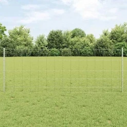 vidaXL Valla con Poste Plateado 0,8 x 25 m Acero Acero galvanizado Clearance