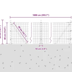 vidaXL Valla con Poste Plateado 0,4 x 10 m Acero Acero galvanizado