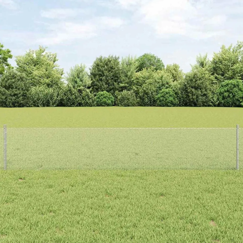 vidaXL Valla con Poste Plateado 0,4 x 10 m Acero Acero galvanizado Hot