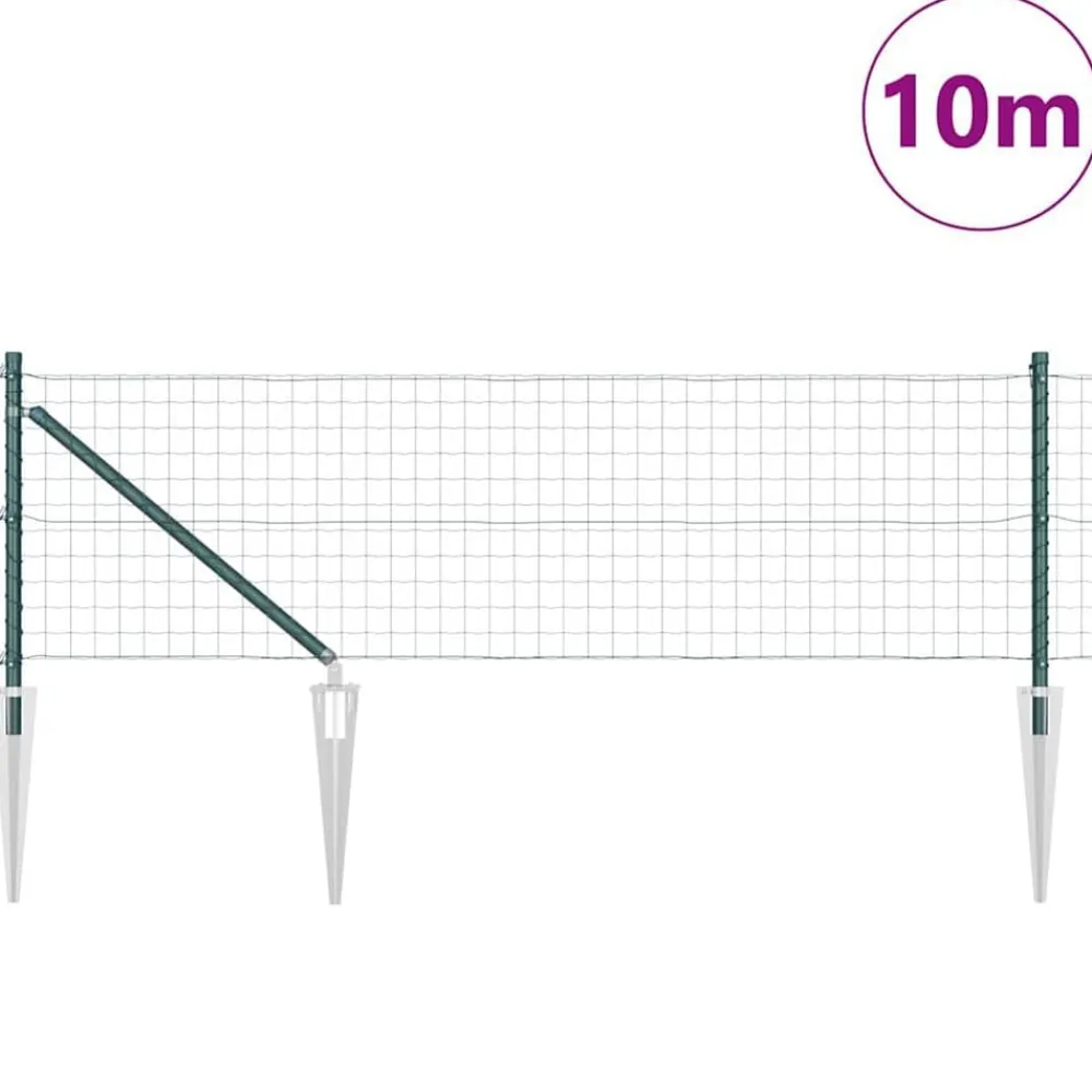 vidaXL Valla con Poste 0,4 x 10 m Acero y PVC Verde Discount