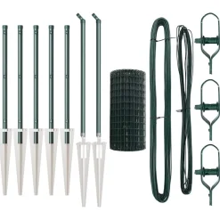 vidaXL Valla con Poste 0,4 x 10 m Acero y PVC Verde Discount
