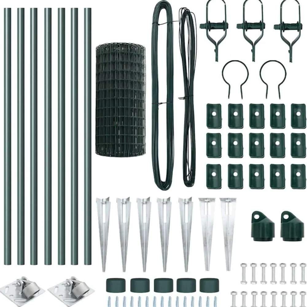 vidaXL Valla con Poste 0,4 x 10 m Acero y PVC Verde Discount