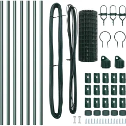 vidaXL Valla con Poste 0,4 x 10 m Acero y PVC Verde Outlet